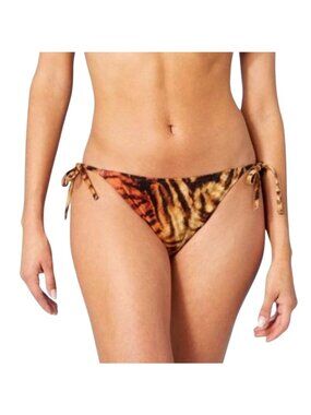 Shade & Shore Tiger Print Cheeky Triangle String Bikini Bottom Bathing Swim S